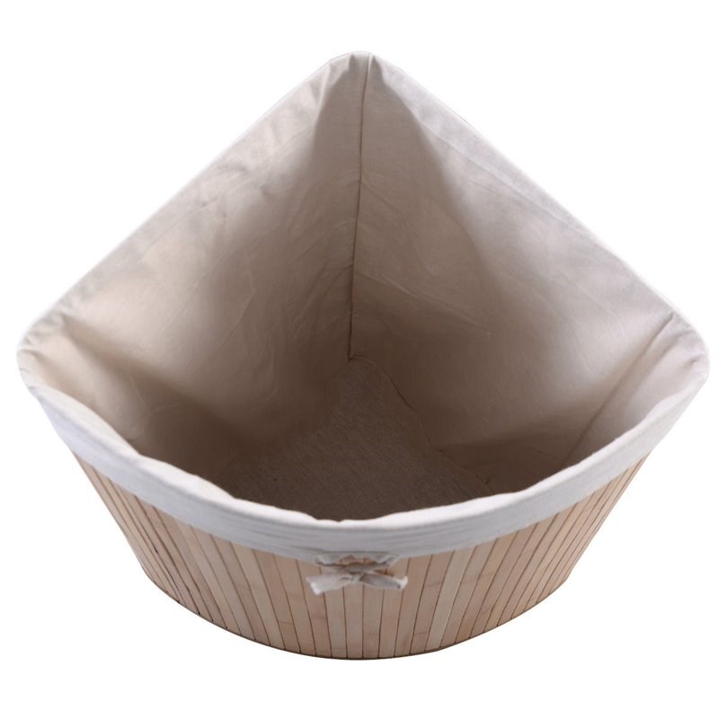 Costway Bamboo and Cotton Corner Hamper Laundry Basket in Natural