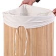 Costway Bamboo and Cotton Corner Hamper Laundry Basket in Natural