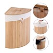 Costway Bamboo and Cotton Corner Hamper Laundry Basket in Natural