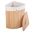 Costway Bamboo and Cotton Corner Hamper Laundry Basket in Natural