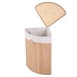 Costway Bamboo and Cotton Corner Hamper Laundry Basket in Natural