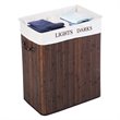 Costway Bamboo Folding Double Rectangle Hamper Laundry Basket in Brown