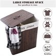 Costway Bamboo Folding Double Rectangle Hamper Laundry Basket in Brown