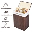 Costway Bamboo Folding Double Rectangle Hamper Laundry Basket in Brown