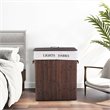 Costway Bamboo Folding Double Rectangle Hamper Laundry Basket in Brown