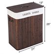 Costway Bamboo Folding Double Rectangle Hamper Laundry Basket in Brown