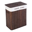 Costway Bamboo Folding Double Rectangle Hamper Laundry Basket in Brown