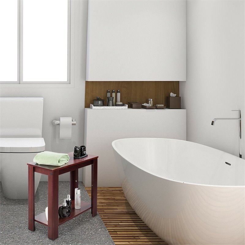 Costway Contemporary Solid Wood Chair Side Table in Walnut Finish