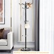 Costway 70'' Contemporary Iron & Marble Coat Rack with 15 Hooks in Black