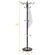 Costway 70'' Contemporary Iron & Marble Coat Rack with 15 Hooks in Black
