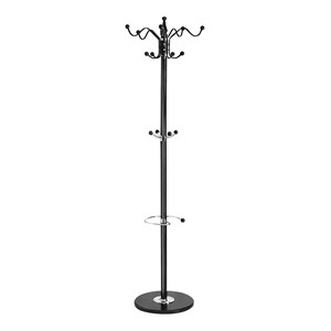 Costway 70'' Contemporary Iron & Marble Coat Rack with 15 Hooks in Black