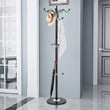 Costway 70'' Contemporary Iron & Marble Coat Rack with 15 Hooks in Black