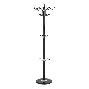 Costway 70'' Contemporary Iron & Marble Coat Rack with 15 Hooks in Black