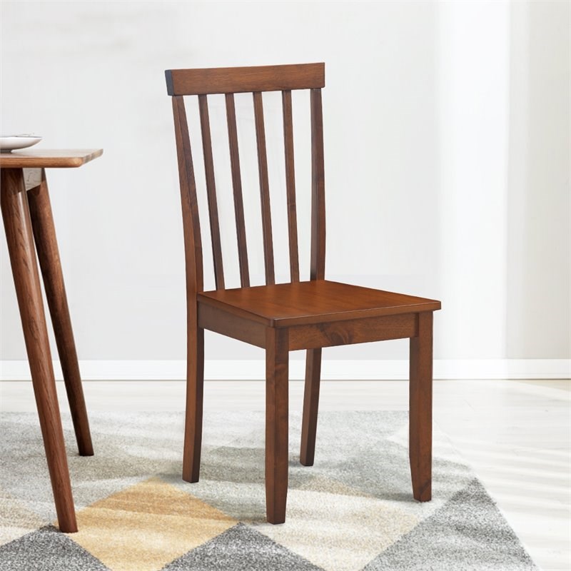 Costway Contemporary Rubber Wood Dining Chairs in Walnut (Set of 4)