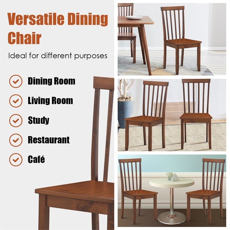 Costway Contemporary Rubber Wood Dining Chairs in Walnut (Set of 4)