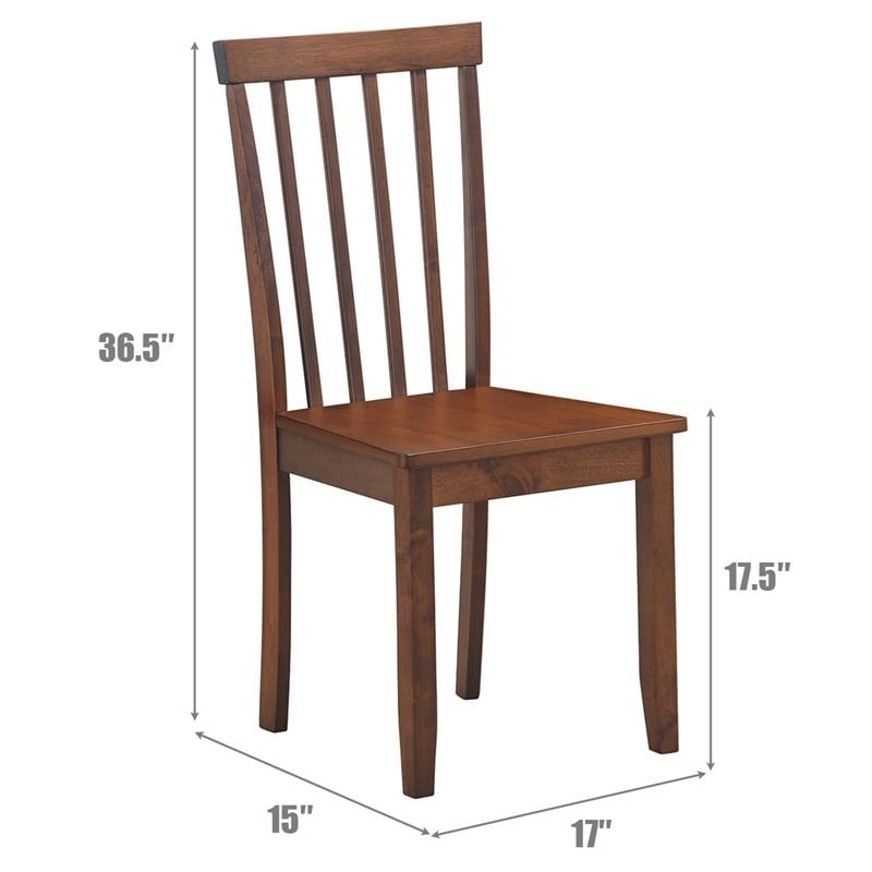 Costway Contemporary Rubber Wood Dining Chairs in Walnut (Set of 4)