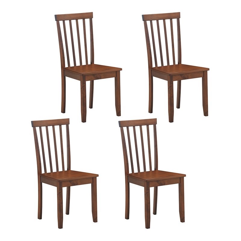 Costway Contemporary Rubber Wood Dining Chairs in Walnut (Set of 4)