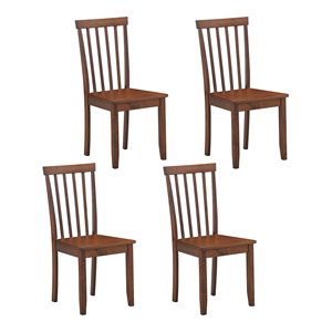 Costway Contemporary Rubber Wood Dining Chairs in Walnut (Set of 4)