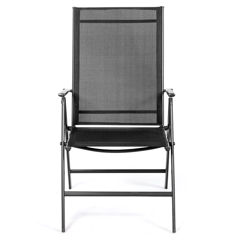 Costway 4 Pieces Steel and Fabric Patio Folding Dining Chairs in Black