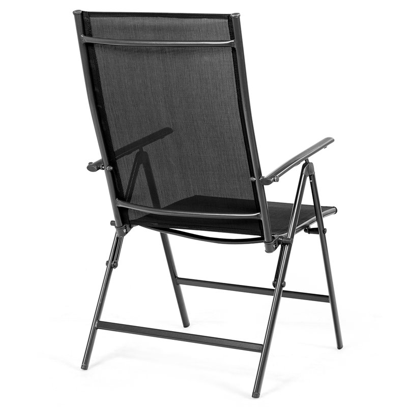 Costway 4 Pieces Steel and Fabric Patio Folding Dining Chairs in Black