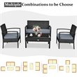 Costway 8 Pieces Rattan and Steel Frame Garden Deck Patio Furniture Set in Black