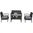 Costway 8 Pieces Rattan and Steel Frame Garden Deck Patio Furniture Set in Black