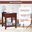 Costway Contemporary Particleboard and PU Nightstands in Brown (Set of 2)