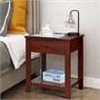 Costway Contemporary Particleboard and PU Nightstands in Brown (Set of 2)