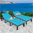 Costway 4 Pieces Adjustable Rattan Outdoor Lounge Chair Recliner in Turquoise