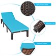 Costway 4 Pieces Adjustable Rattan Outdoor Lounge Chair Recliner in Turquoise