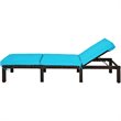 Costway 4 Pieces Adjustable Rattan Outdoor Lounge Chair Recliner in Turquoise