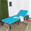 Costway 4 Pieces Adjustable Rattan Outdoor Lounge Chair Recliner in Turquoise