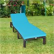 Costway 4 Pieces Adjustable Rattan Outdoor Lounge Chair Recliner in Turquoise