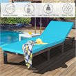 Costway 4 Pieces Adjustable Rattan Outdoor Lounge Chair Recliner in Turquoise