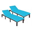 Costway 4 Pieces Adjustable Rattan Outdoor Lounge Chair Recliner in Turquoise