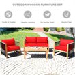 Costway 8 Pieces Wood Patio Conversation Set with Cushions for Garden in Red
