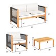 Costway 8 Pieces Wood Patio Furniture Set with Rope Armrest in White
