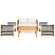 Costway 8 Pieces Wood Patio Furniture Set with Rope Armrest in White