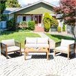 Costway 8 Pieces Wood Patio Furniture Set with Rope Armrest in White