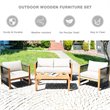 Costway 8 Pieces Wood Patio Furniture Set with Rope Armrest in White