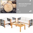 Costway 8 Pieces Wood Patio Furniture Set with Rope Armrest in White