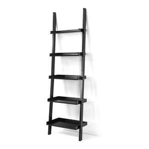 Costway 5-Tier Contemporary MDF Ladder Shelves in Black Finish