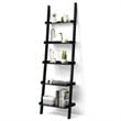Costway 5-Tier Contemporary MDF Ladder Shelves in Black Finish