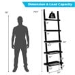 Costway 5-Tier Contemporary MDF Ladder Shelves in Black Finish