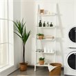 Costway 5-Tier Contemporary MDF Leaning Ladder Bookcase in White