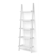 Costway 5-Tier Contemporary MDF Leaning Ladder Bookcase in White