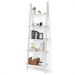 Costway 5-Tier Contemporary MDF Leaning Ladder Bookcase in White