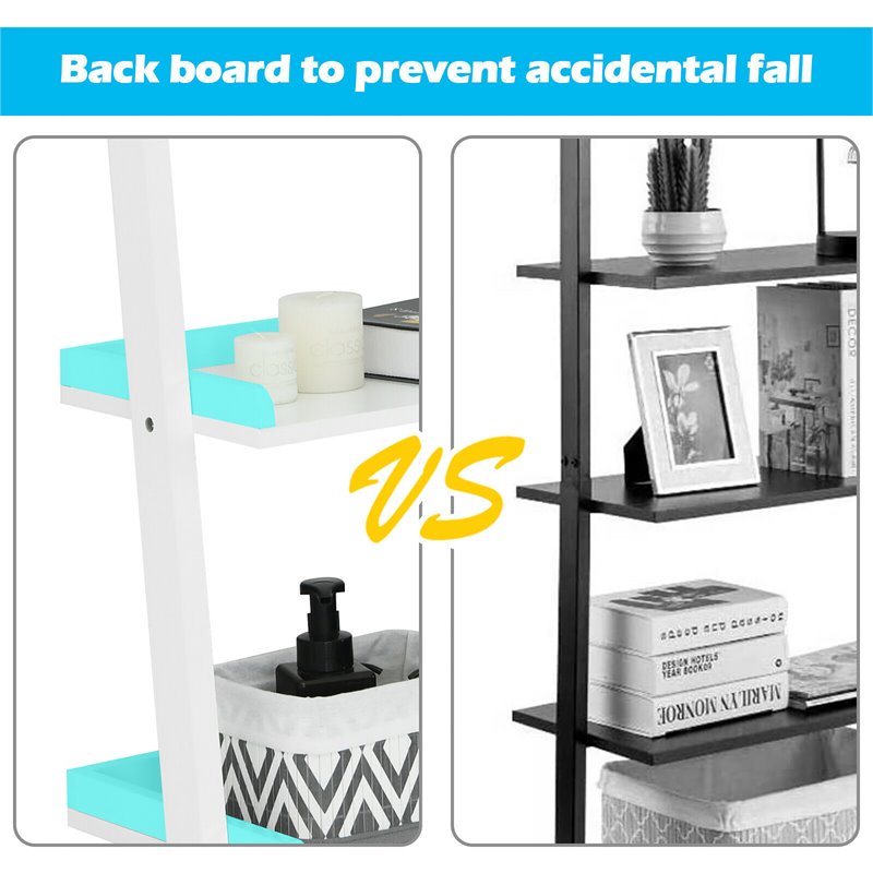 Costway 5-Tier Contemporary MDF Leaning Ladder Bookcase in White
