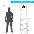 Costway 5-Tier Contemporary MDF Leaning Ladder Bookcase in White
