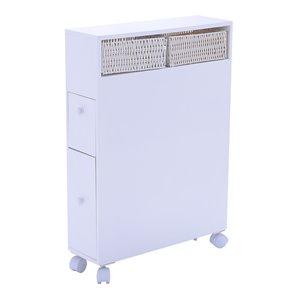 Costway Contemporary MDF Floor Cabinet with 4 Rolling Casters in White